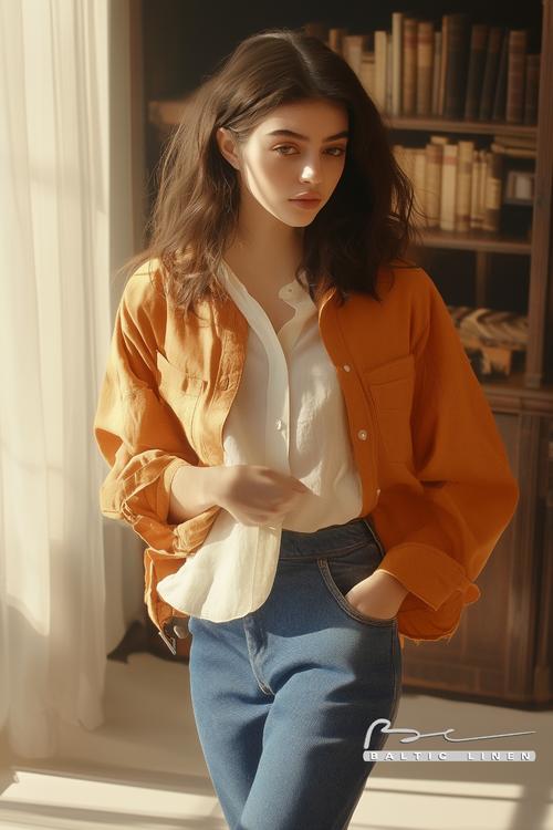 Eco-Friendly Fashion with Valentina Sampaio in a Stylish Linen Shirt